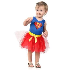 Fantasia Super girl Infantil para Bebê Dress Up com Collant