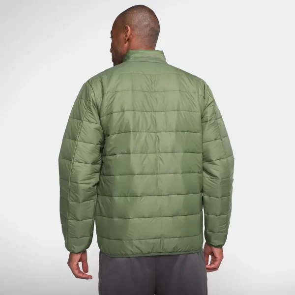 Jaqueta Puffer Acolchoada Verde Militar sem capuz