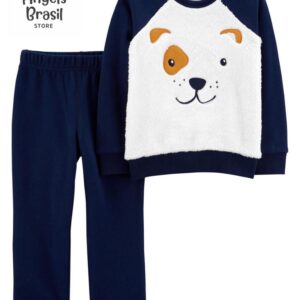 Conjunto Infantil Carter's Fleece Azul Ursinho