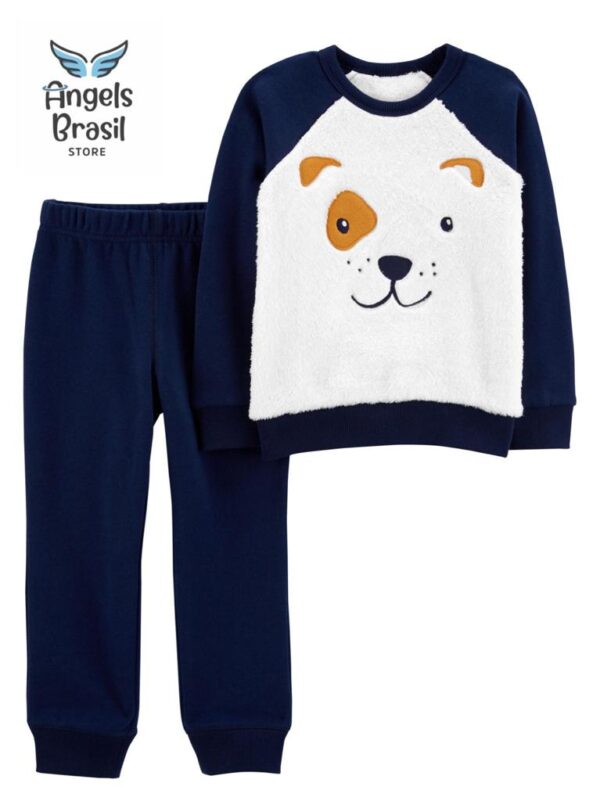 Conjunto Infantil Carter's Fleece Azul Ursinho