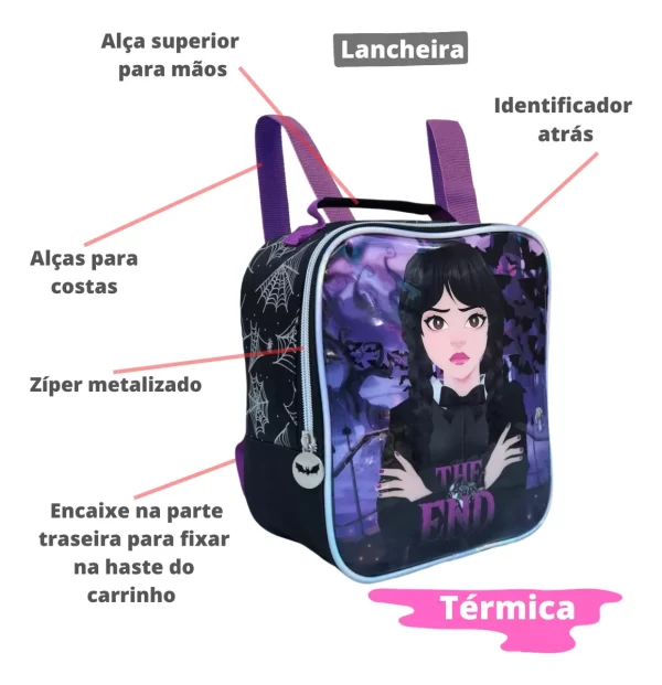 Kit Mochila Rodinha Wandinha