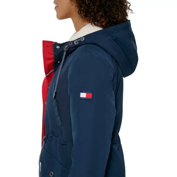 Jaqueta feminina Parka com capuz e gola de Sherpa