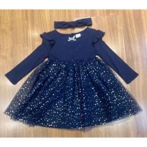 Vestido de Festa Infantil Azul com glitter Luxo