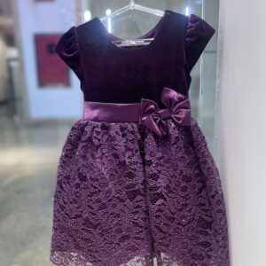 Vestido de Festa Roxo Luxo com Laço Infantil 