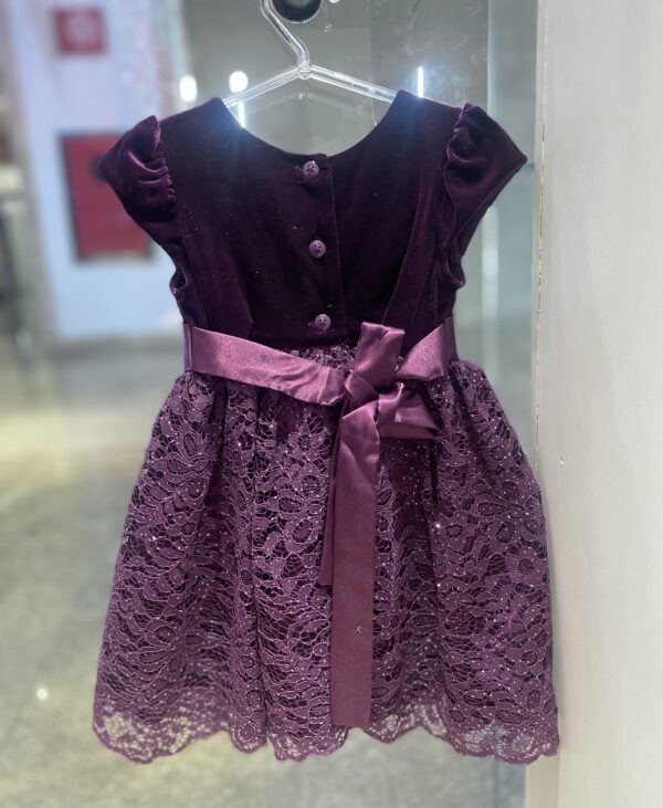 Vestido de Festa Roxo Luxo com Laço Infantil 