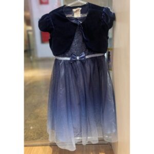 Vestido de Festa Azul com glitter Luxo Infantil ombré